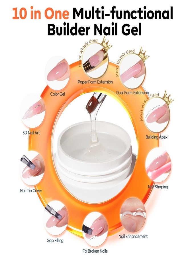موديل ونز مجموعة بناء جل الأظافر من موديلونز، لونان، 10 في 1، جل صلب شفاف بلون نيود مع فرشاة مزدوجة الأطراف، مشابك أكريليك، 100 قطعة من قوالب الورق لتشكيل وتطويل الأظافر، معالجة بتقنية LED في الصالونات - Image 3